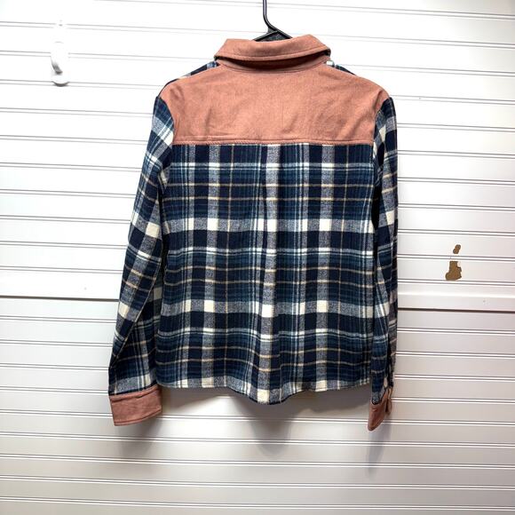 NWT Hem & Thread Button Up Plaid Shirt w/Corduroy Trim Oversized Size S - Picture 2 of 12